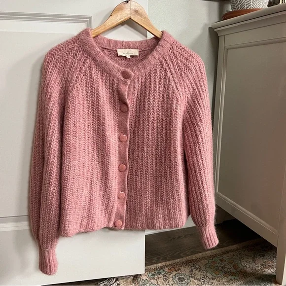 Sezane | Sweaters | Sezane Emile Cardigan Mottled Pink Small